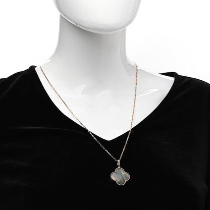 Van Cleef & Arpels 18K Rose Gold Gray Mother of Pearl Magic Alhambra Long Necklace 2 of 5