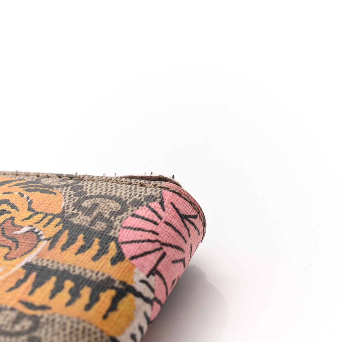 GG Supreme Monogram Bengal Zip Around Card Case Wallet Beige Pink