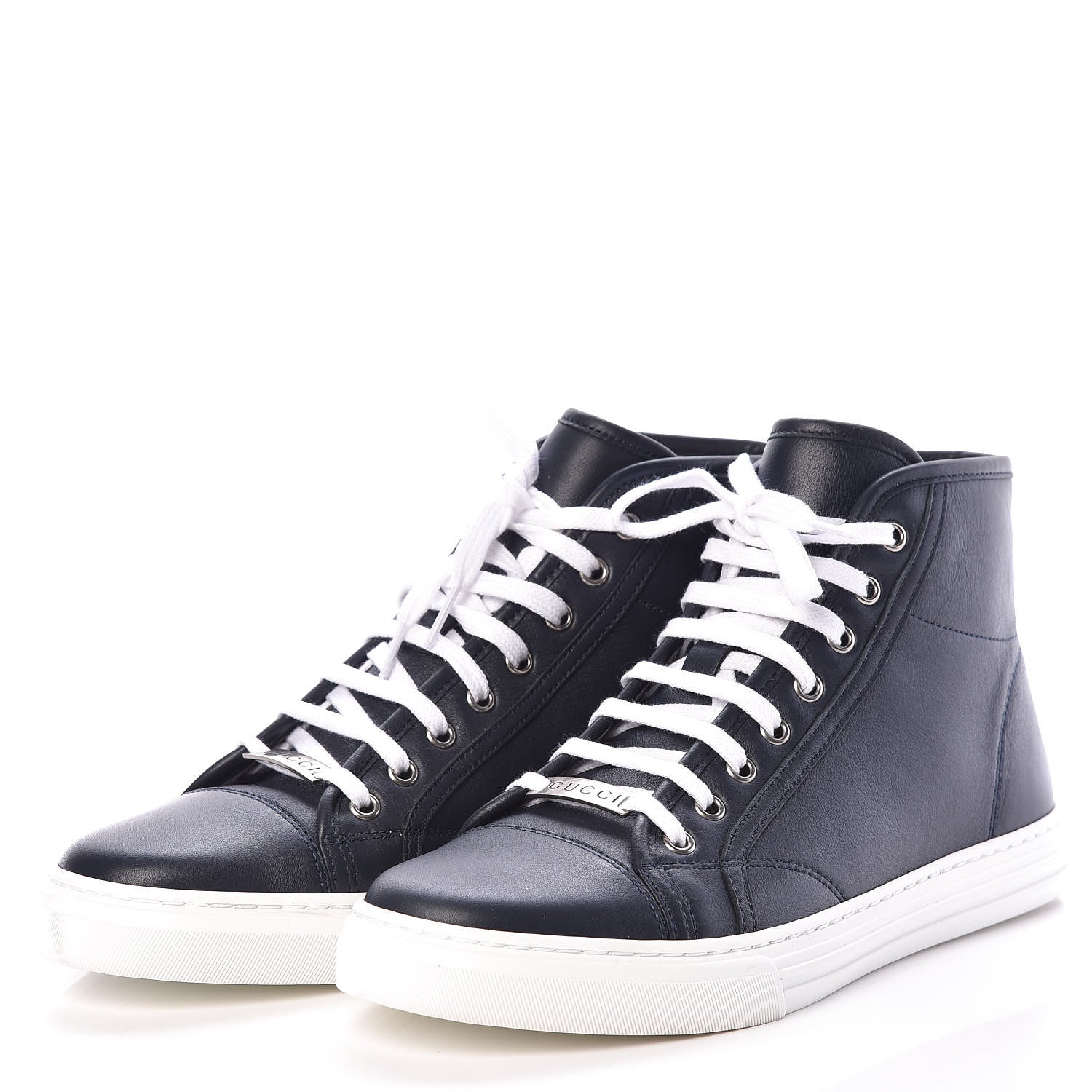 Gucci Calfskin Miro Soft Mens High Top Sneakers 9 Blue 3 of 8