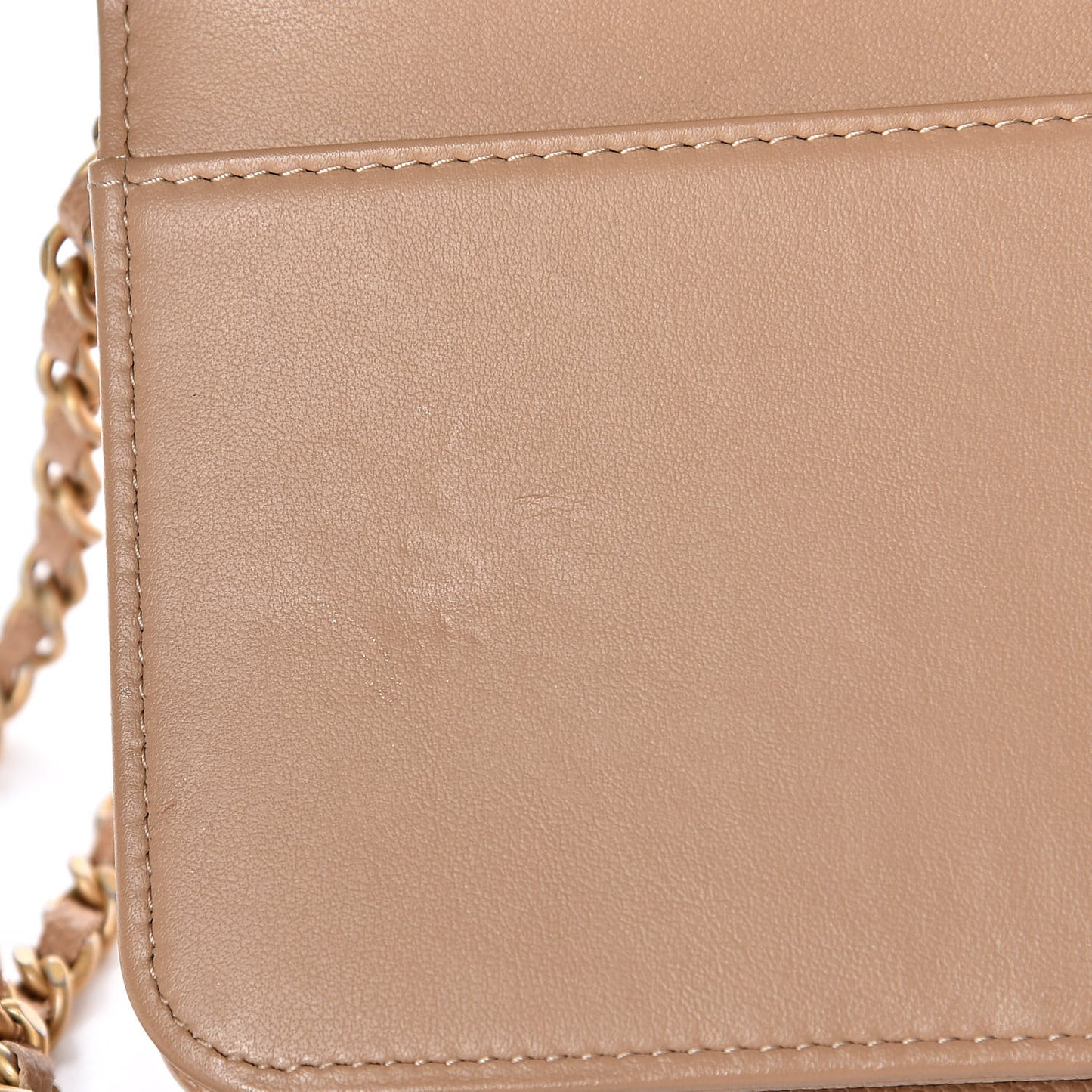 Caviar Quilted Boy Wallet On Chain WOC Beige