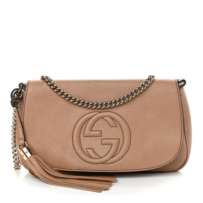 Gucci Pebbled Calfskin Medium Soho Flap Crossbody Camelia 1 of 18