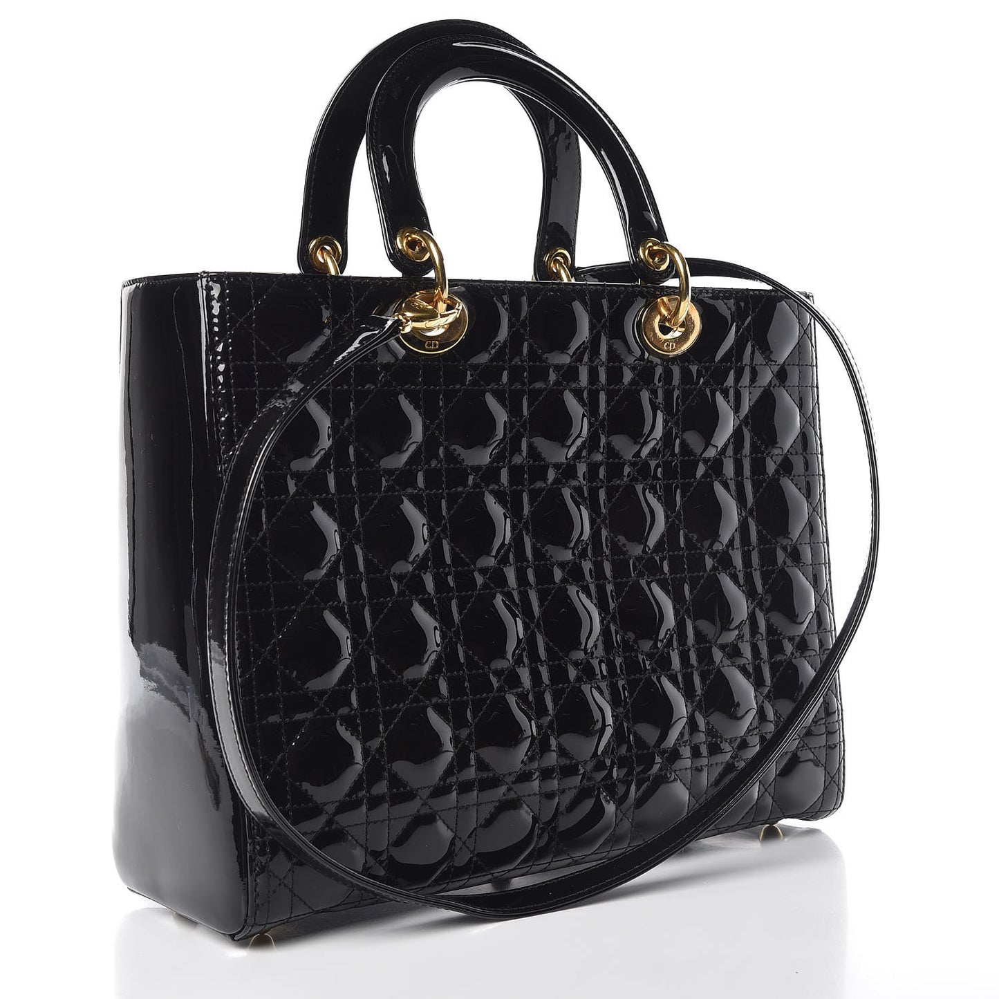 Patent Cannage Large Lady Dior Black