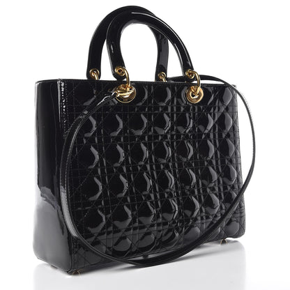 Christian Dior Patent Cannage Large Lady Dior Black 4 of 10