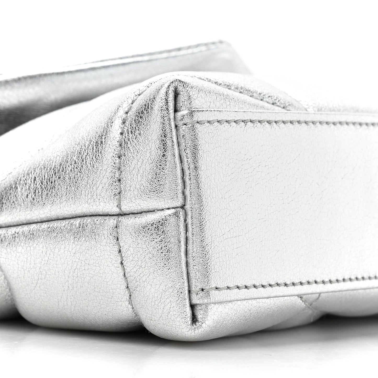 Metallic Lambskin Monogram Loulou Puffer Pouch Clutch Silver