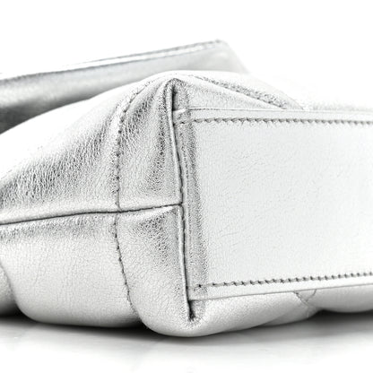 Saint Laurent Metallic Lambskin Monogram Loulou Puffer Pouch Clutch Silver 12 of 13