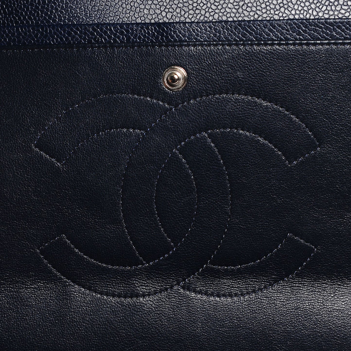 Caviar Quilted Maxi Double Flap Dark Blue