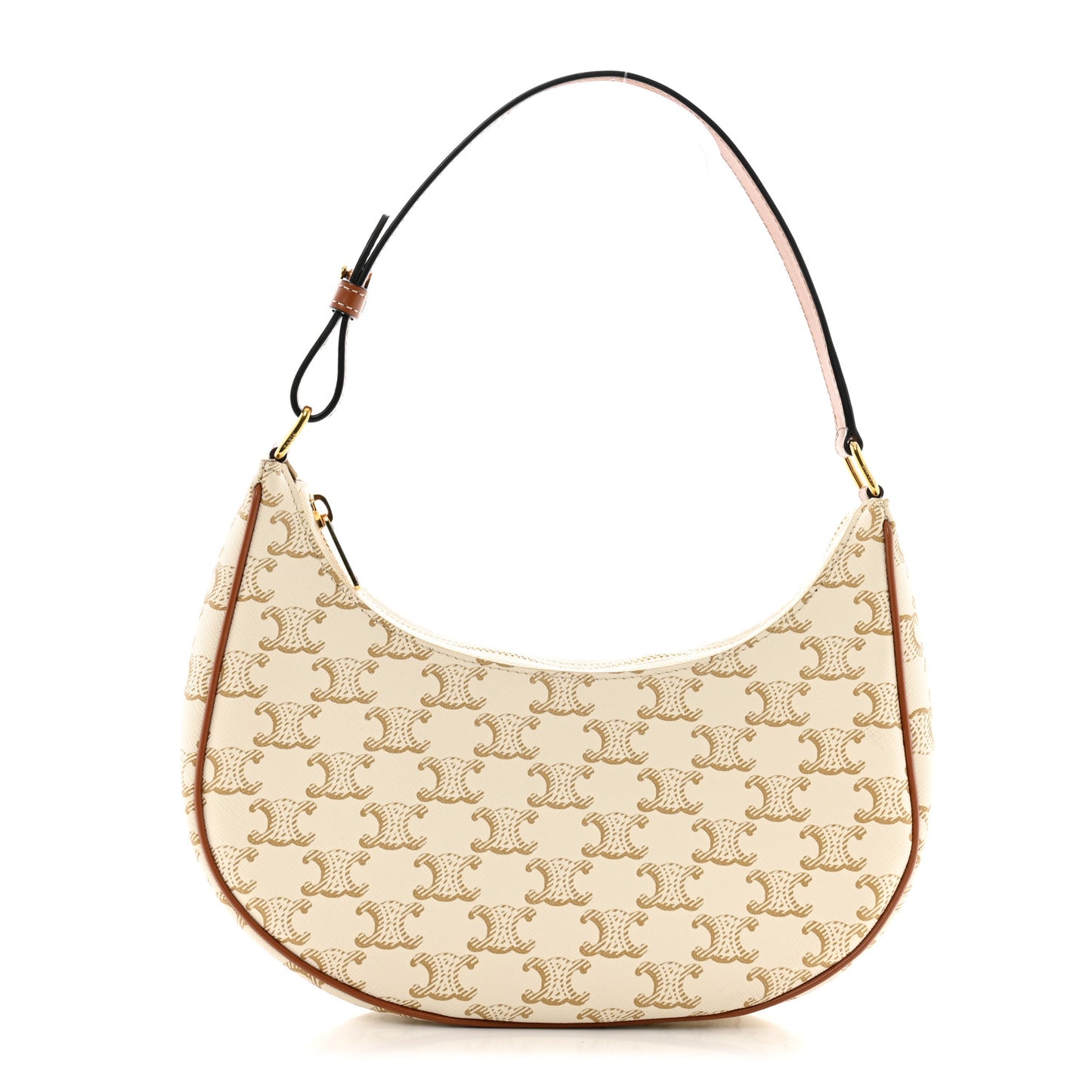 Canvas Calfskin Ava Triomphe Shoulder Bag White