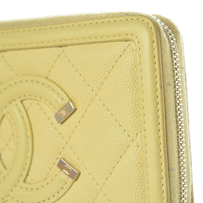 Chanel Caviar Quilted Medium Filigree Zip Around Wallet Yellow 10 of 10