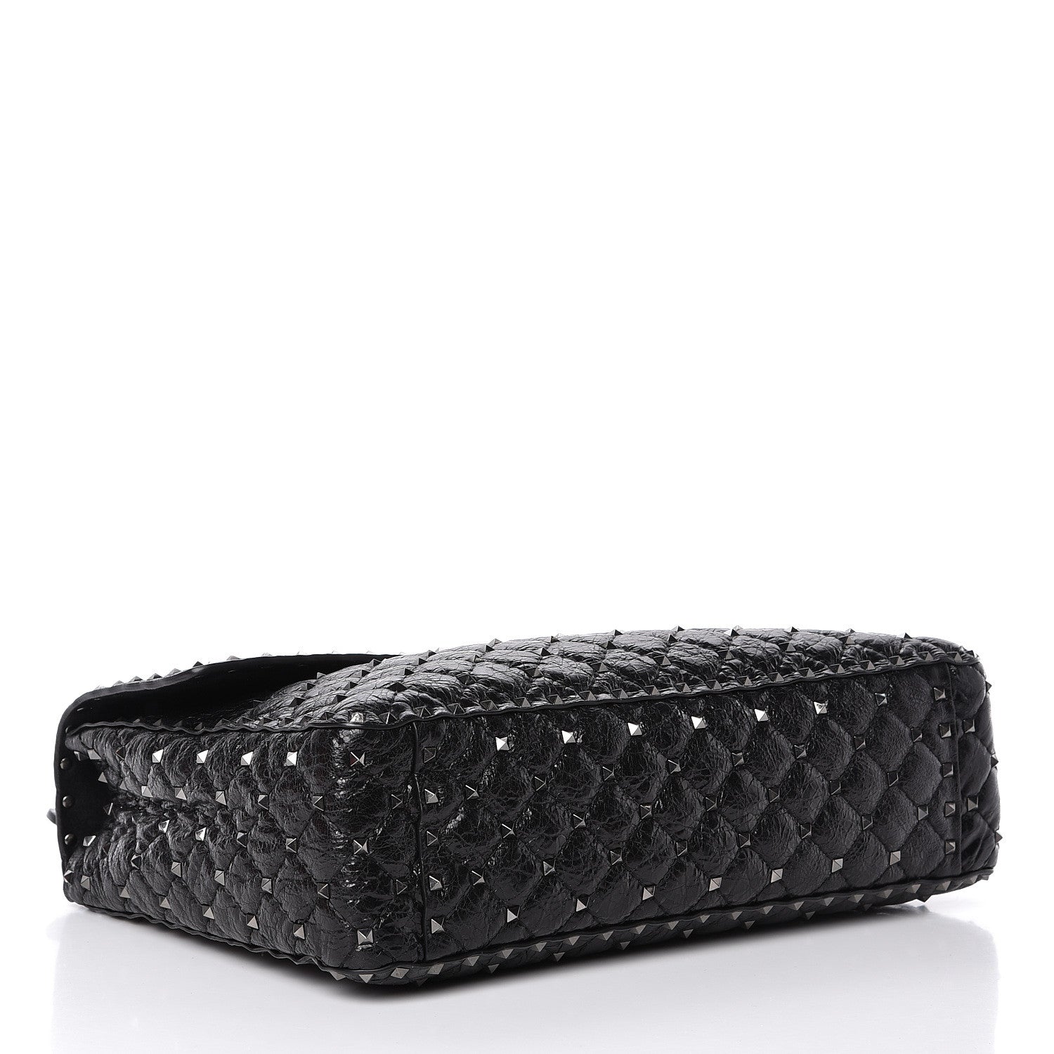 Valentino Garavani Craquele Nappa Large Rockstud Spike Shoulder Bag Black 4 of 12