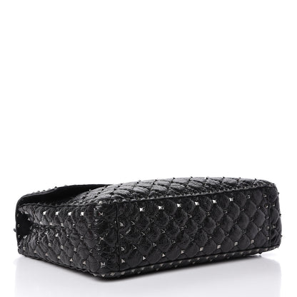 Valentino Garavani Craquele Nappa Large Rockstud Spike Shoulder Bag Black 4 of 12