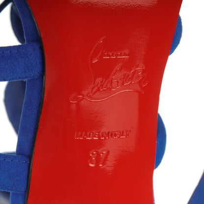 Christian Louboutin Suede Amazoulo 100 Lace Up Sandals 37 Electric 7 of 7