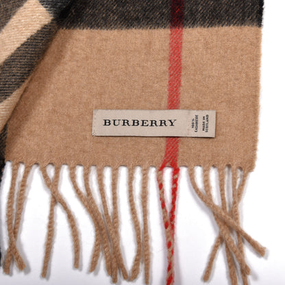 Burberry Cashmere Giant Check Fringe Scarf Camel 3 of 3