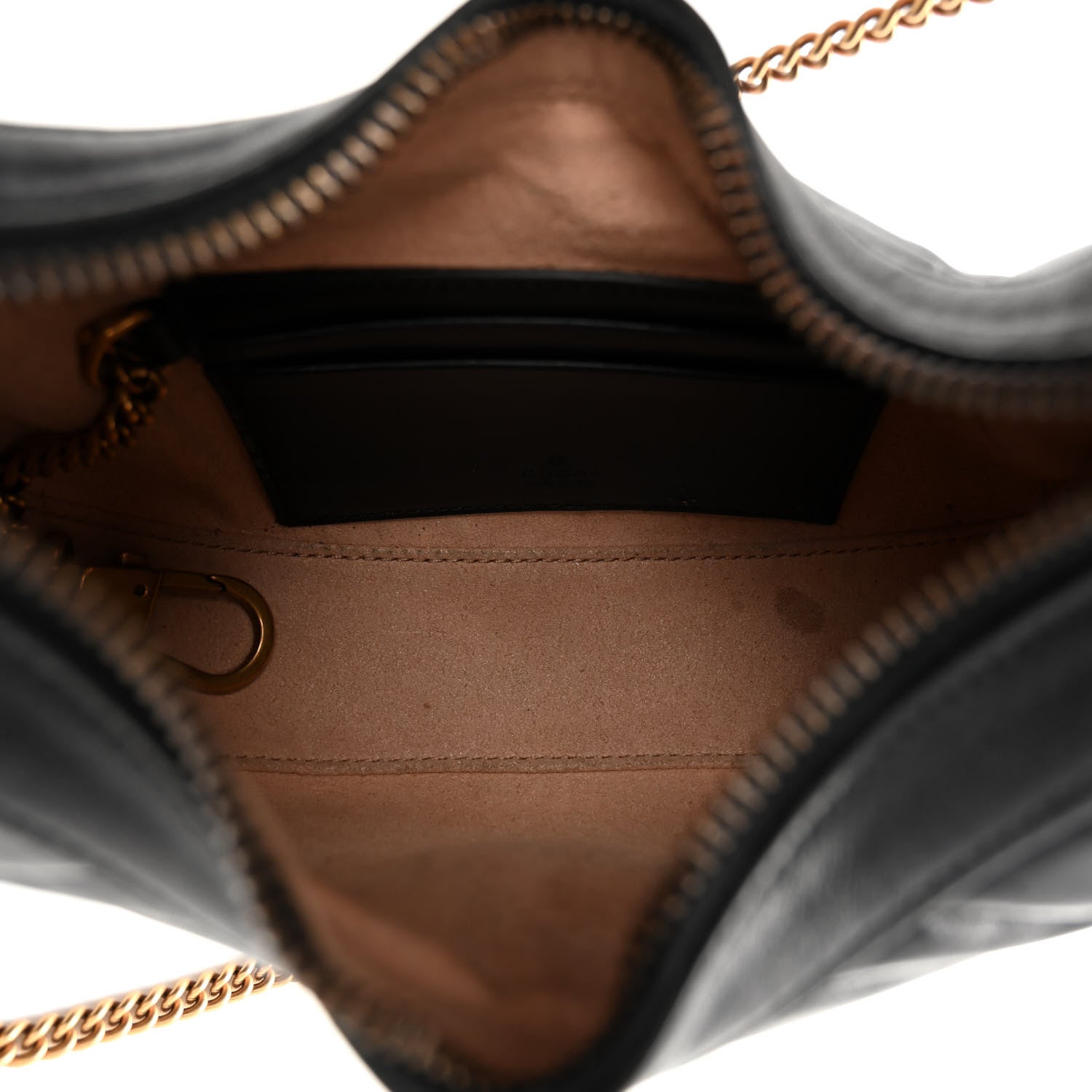 Gucci Calfskin Matelasse Chevron Mini GG Marmont Half Moon Hobo Black 5 of 11