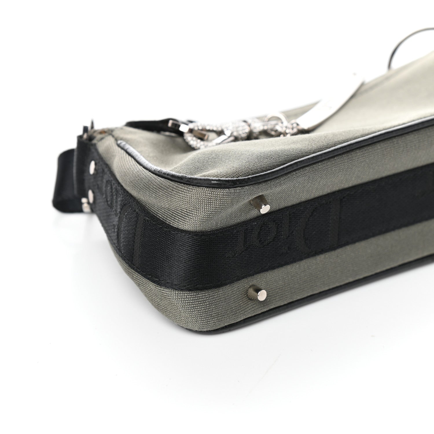 Christian Dior Silk Jersey Crystal Hardcore Shoulder Bag Grey Black 8 of 9