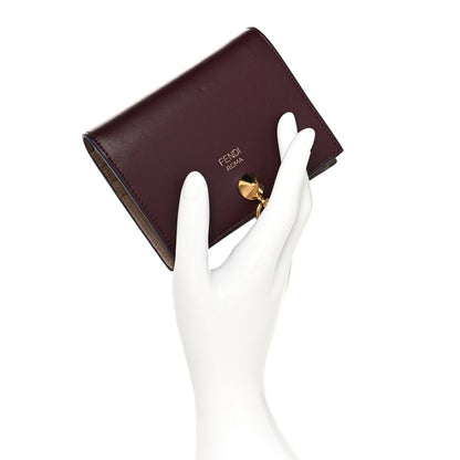 Fendi Vitello Liberty Vitello Century Bi-Color By The Way Compact Bi-Fold Wallet Bordeaux Sand 2 of 7