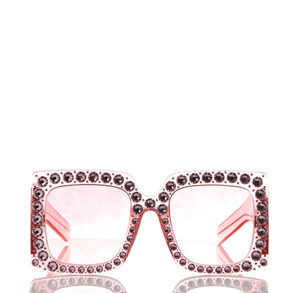 Gucci Acetate Crystal Oversize Sunglasses GG0148S Pink 2 of 7