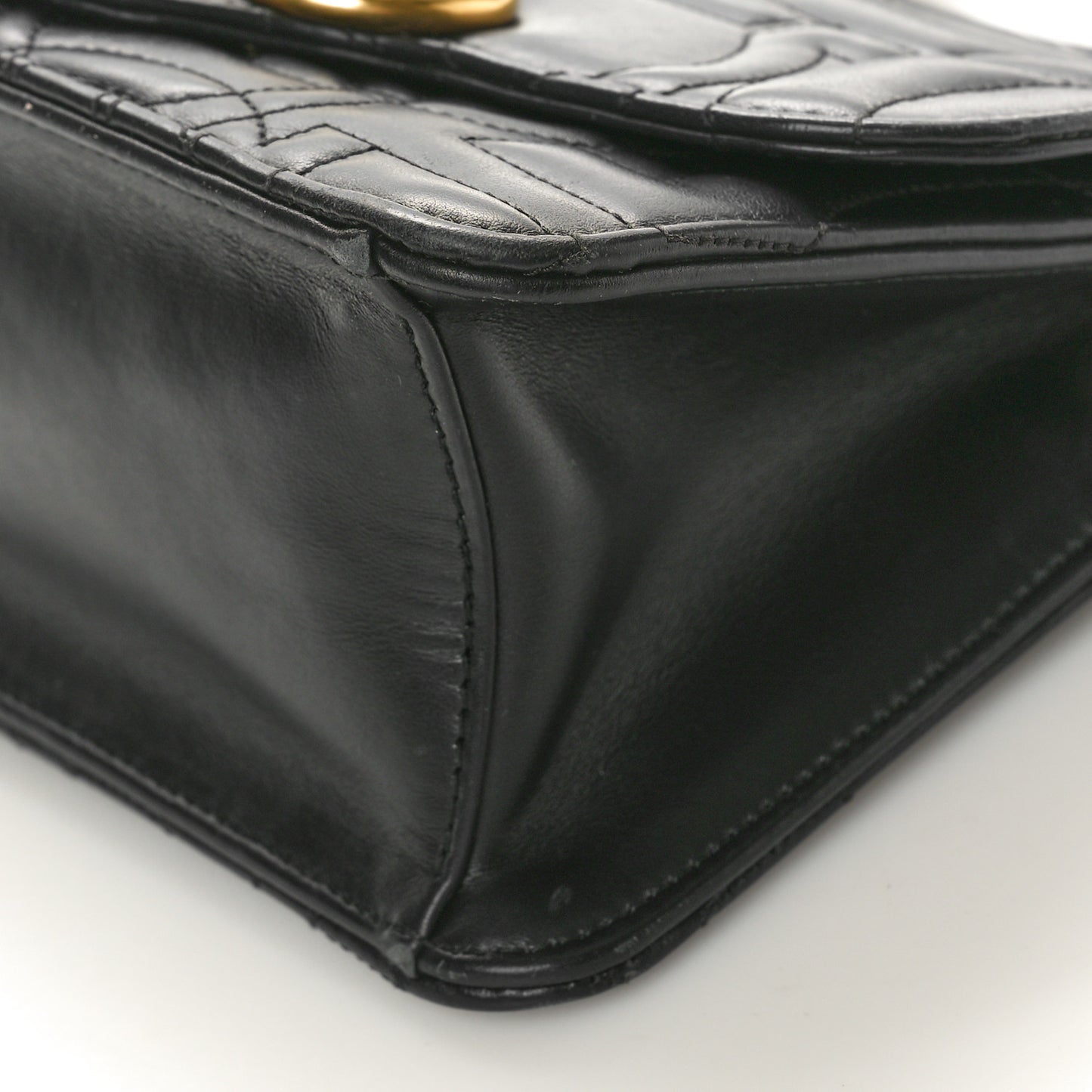 Calfskin Quilted Gancini Flap Bag Black