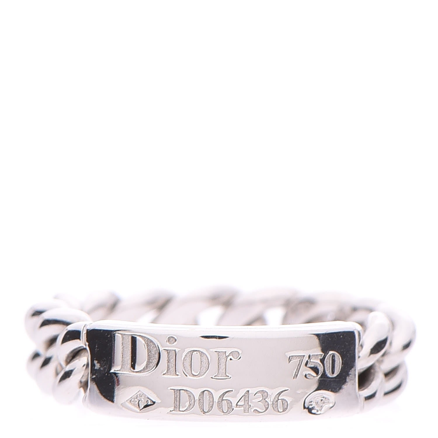 Christian Dior 18K White Gold Gourmette Ring 53 6.25 1 of 4