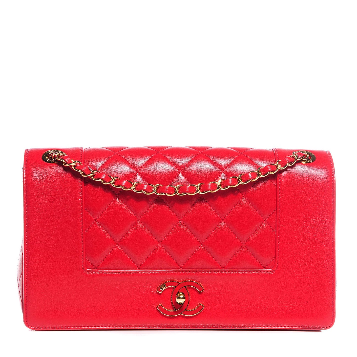 Sheepskin Quilted Vintage Mademoiselle Flap Red