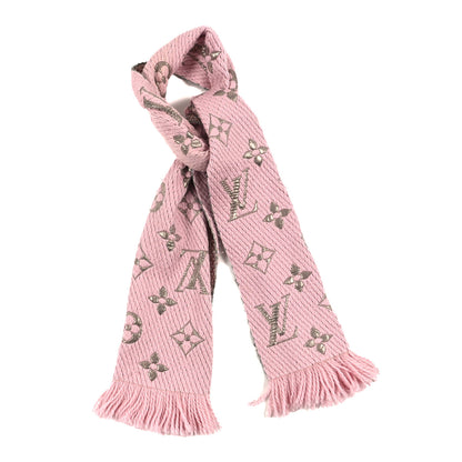 Louis Vuitton Wool Silk Logomania Shine Scarf Pink 1 of 3