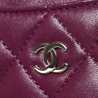 Chanel Lambskin Quilted Zip Card Holder Wallet Dark Purple 9 of 10