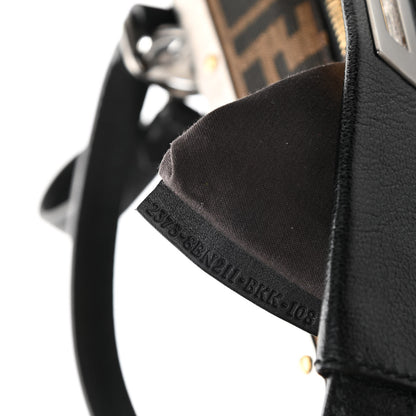 Fendi Goatskin Zucca Medium Peekaboo Iconic Satchel Black Tobacco 8 of 10