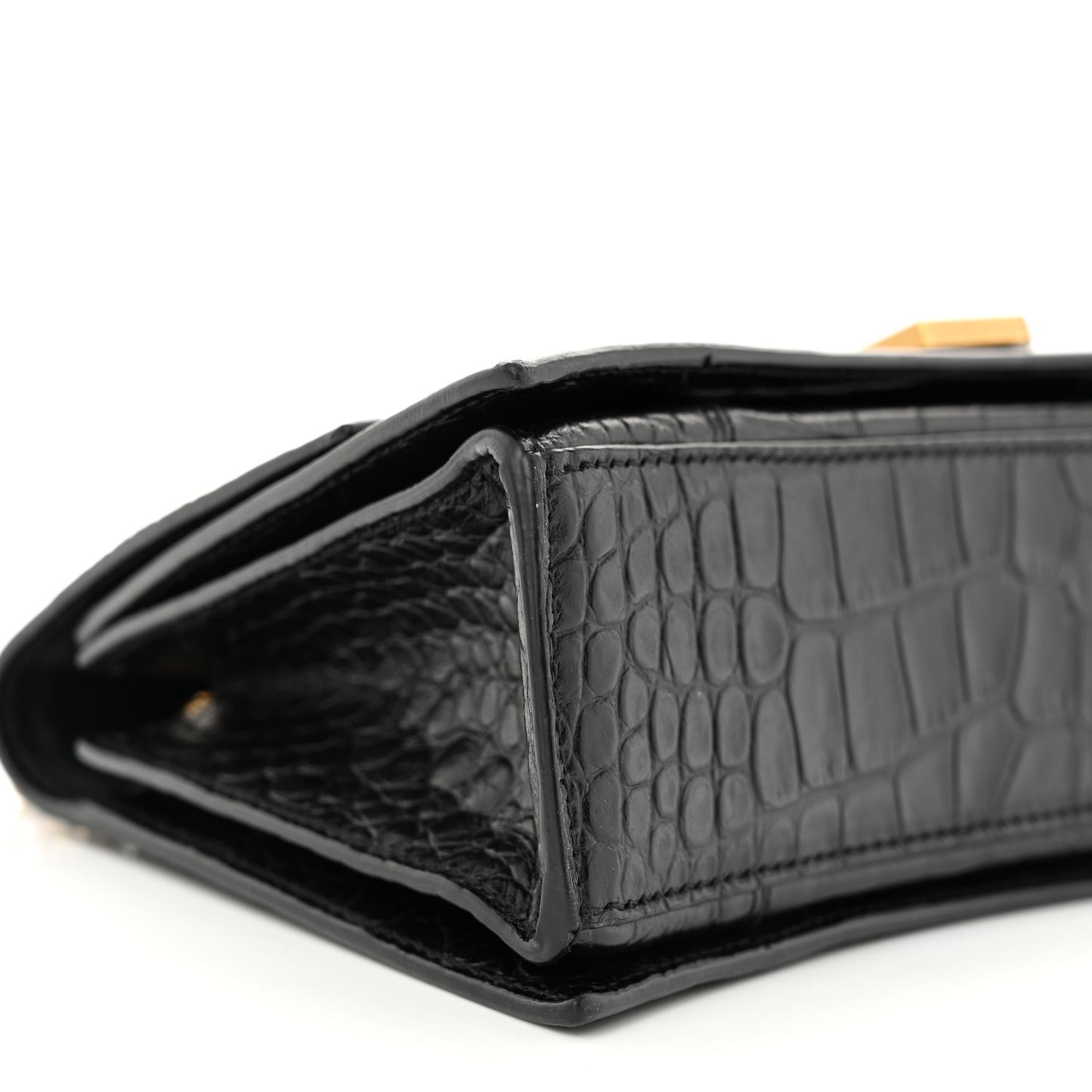 Extra Supple Calfskin Crocodile Embossed Small Crush Chain Bag Black