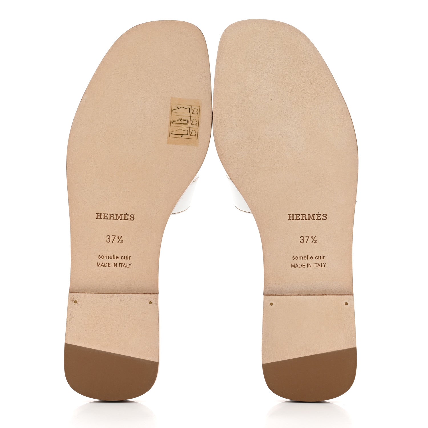 Hermes Box Calfskin Oran Sandals 37.5 White 5 of 9