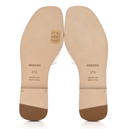 Hermes Box Calfskin Oran Sandals 37.5 White 5 of 9