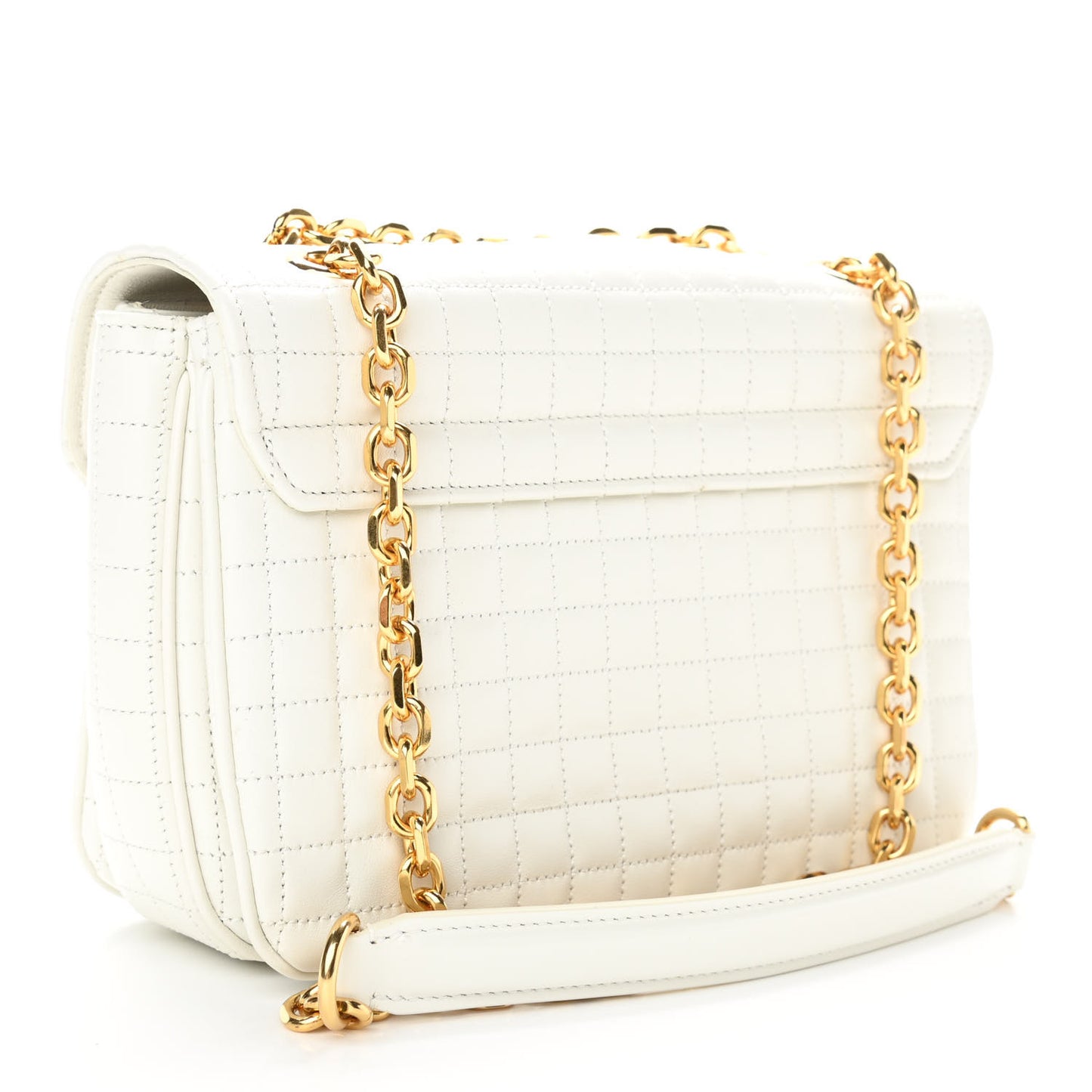 Calfskin Quilted Medium C Bag White