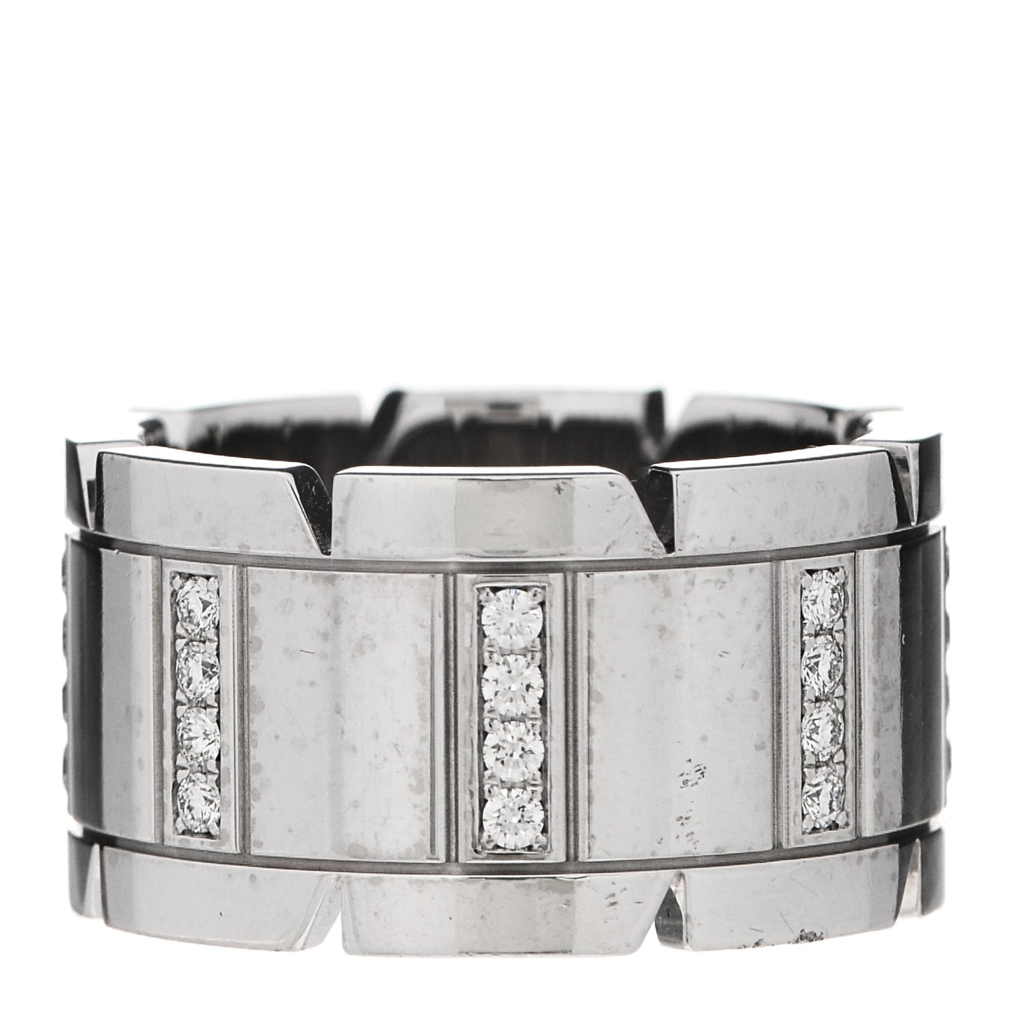 18K White Gold Diamond 11mm Tank Francaise Ring 51 5.75