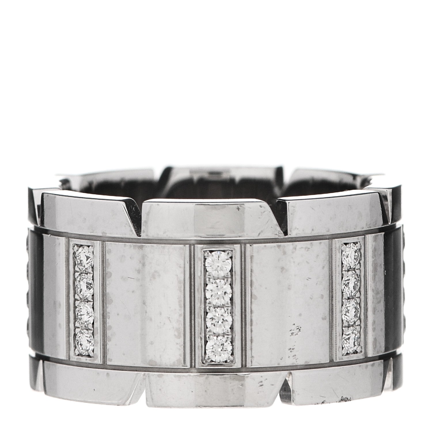 Cartier 18K White Gold Diamond 11mm Tank Francaise Ring 51 5.75 3 of 4
