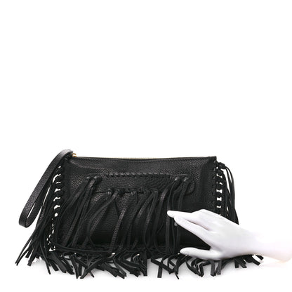 Valentino Garavani Pebbled Calfskin Crockee Small Wristlet Clutch Black 2 of 10