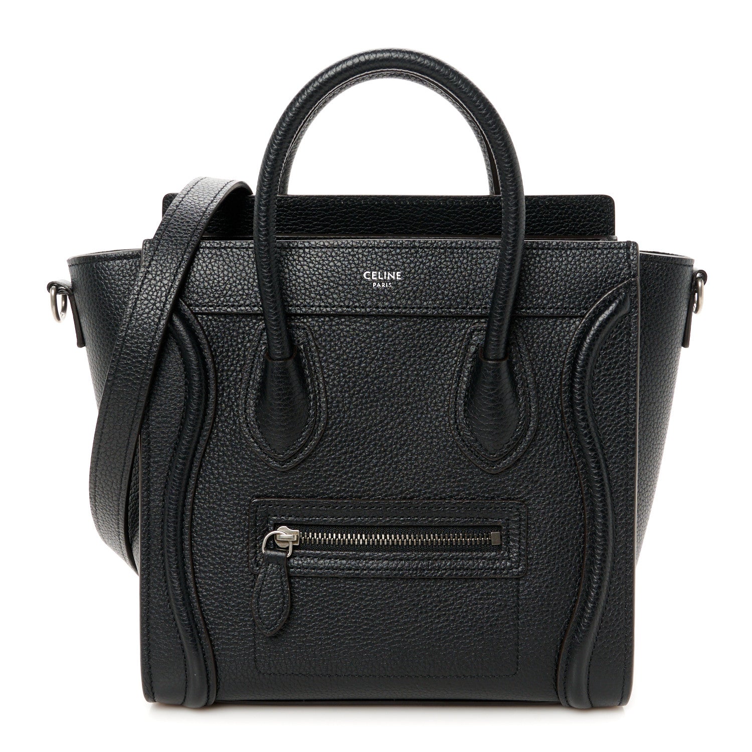 Celine Drummed Calfskin Nano Luggage Black 1 of 10