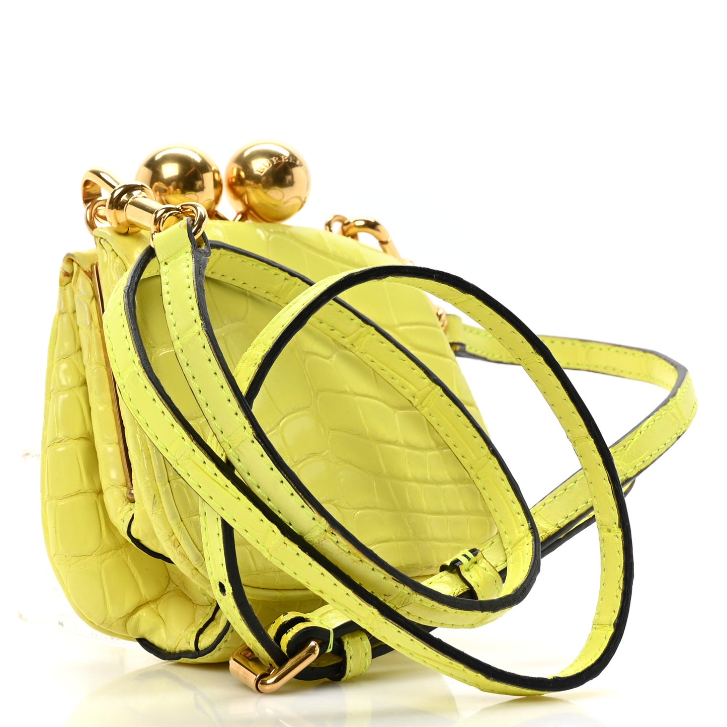 Alligator Mini Frame Bag Neon Yellow