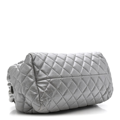 Chanel Metallic Lambskin Quilted Coco Cocoon Bowler Silver 4 of 14