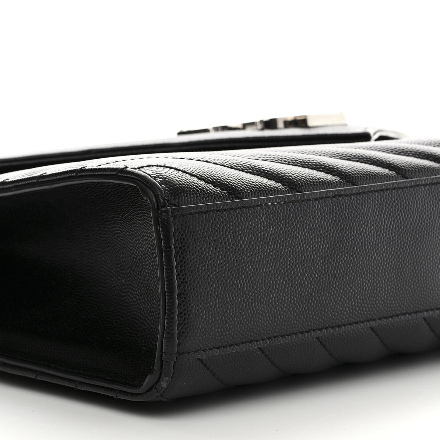 Grain De Poudre Textured Mixed Matelasse Large Triquilt Monogram Satchel Black