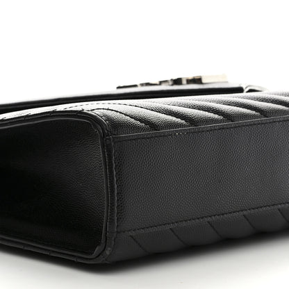 Saint Laurent Grain De Poudre Textured Mixed Matelasse Large Triquilt Monogram Satchel Black 9 of 10