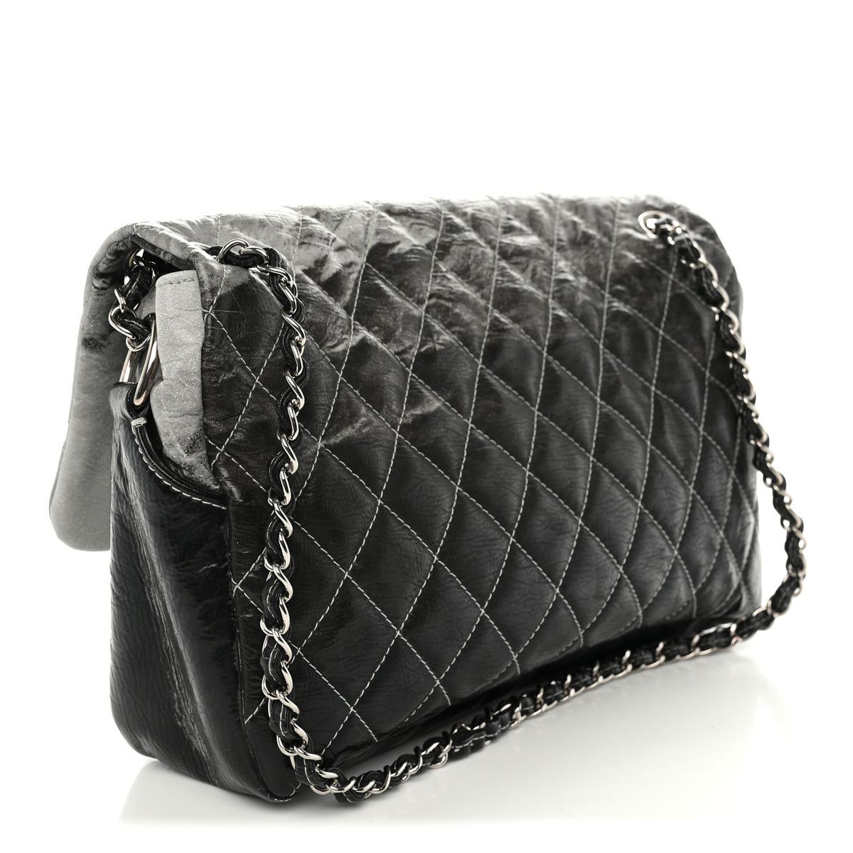 Vinyl Quilted Jumbo Melrose Degrade Flap Black