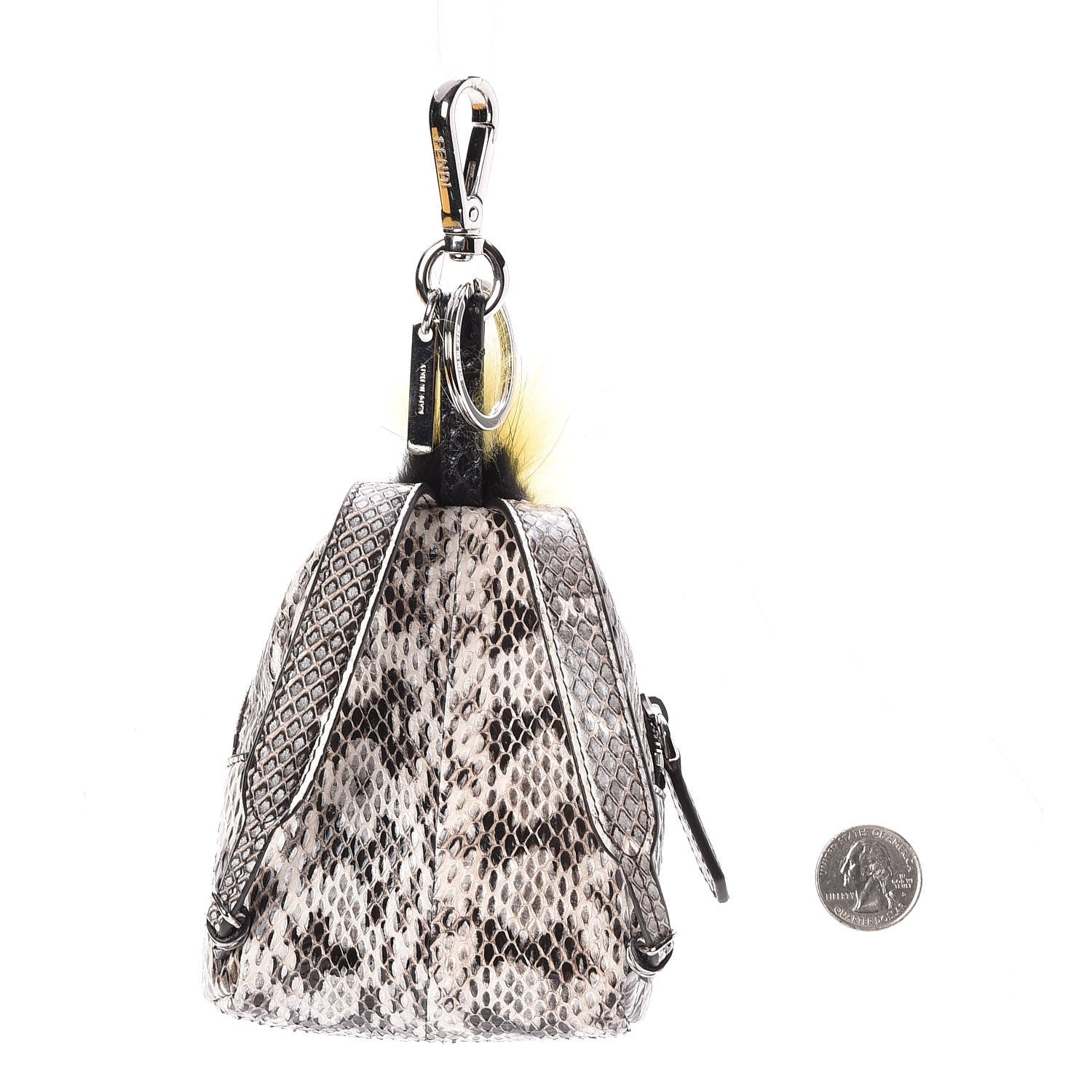 Fendi Elaphe Ayers Nutria Fox Fur Monster Eyes Mini Backpack Charm Natural Multicolor Black Sunflower 2 of 6