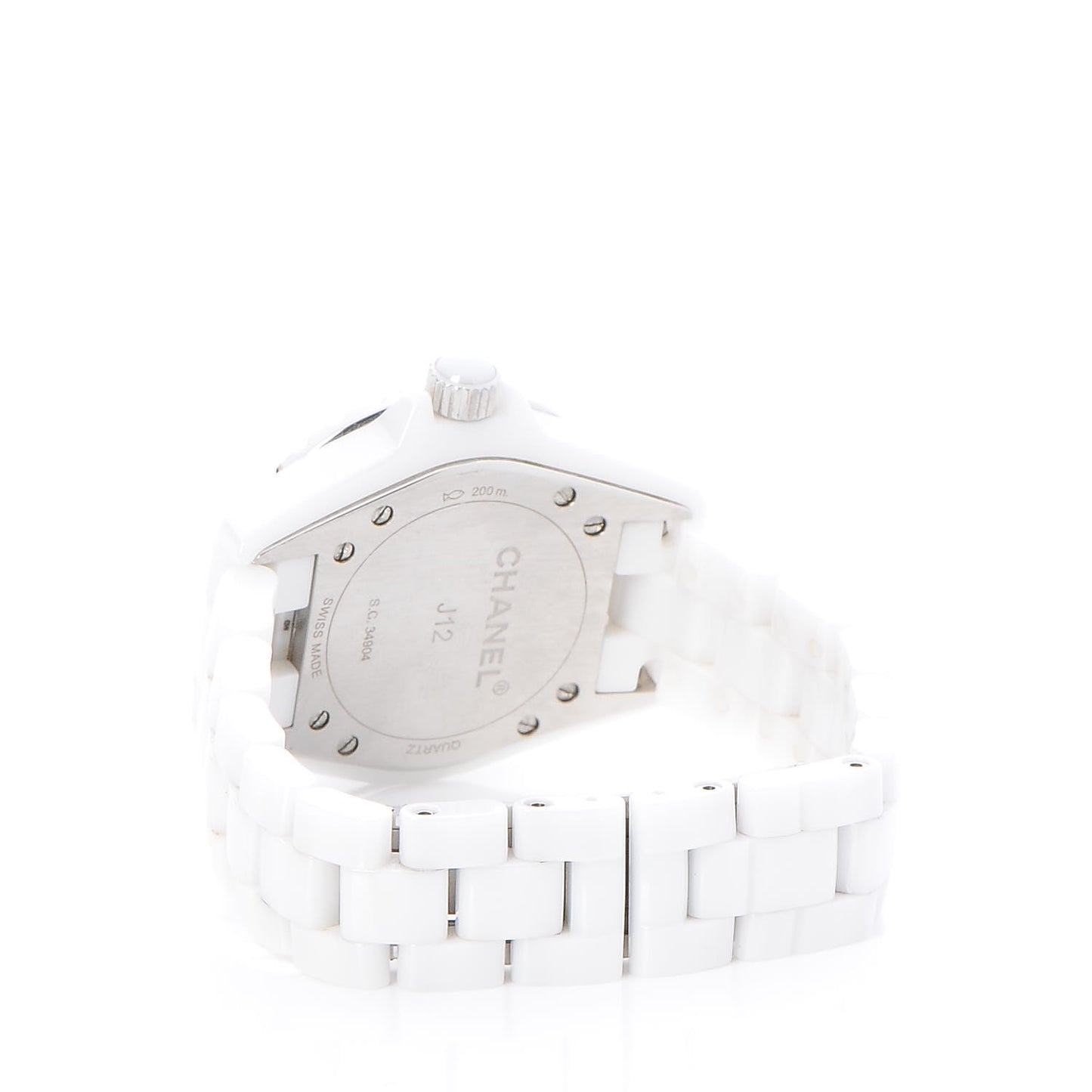 Stainless Steel Ceramic Diamond Pave Bezel 33mm J12 Quartz Watch White