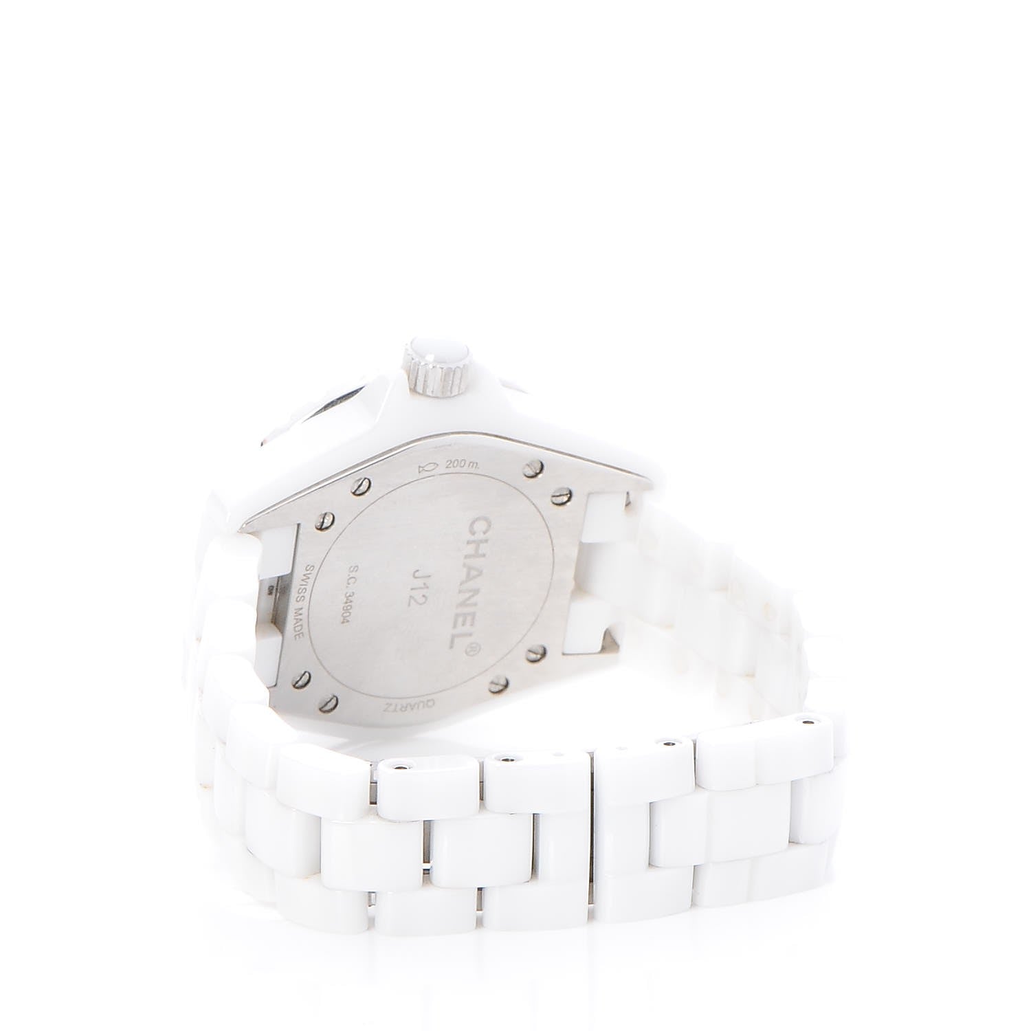 Chanel Stainless Steel Ceramic Diamond Pave Bezel 33mm J12 Quartz Watch White 3 of 6