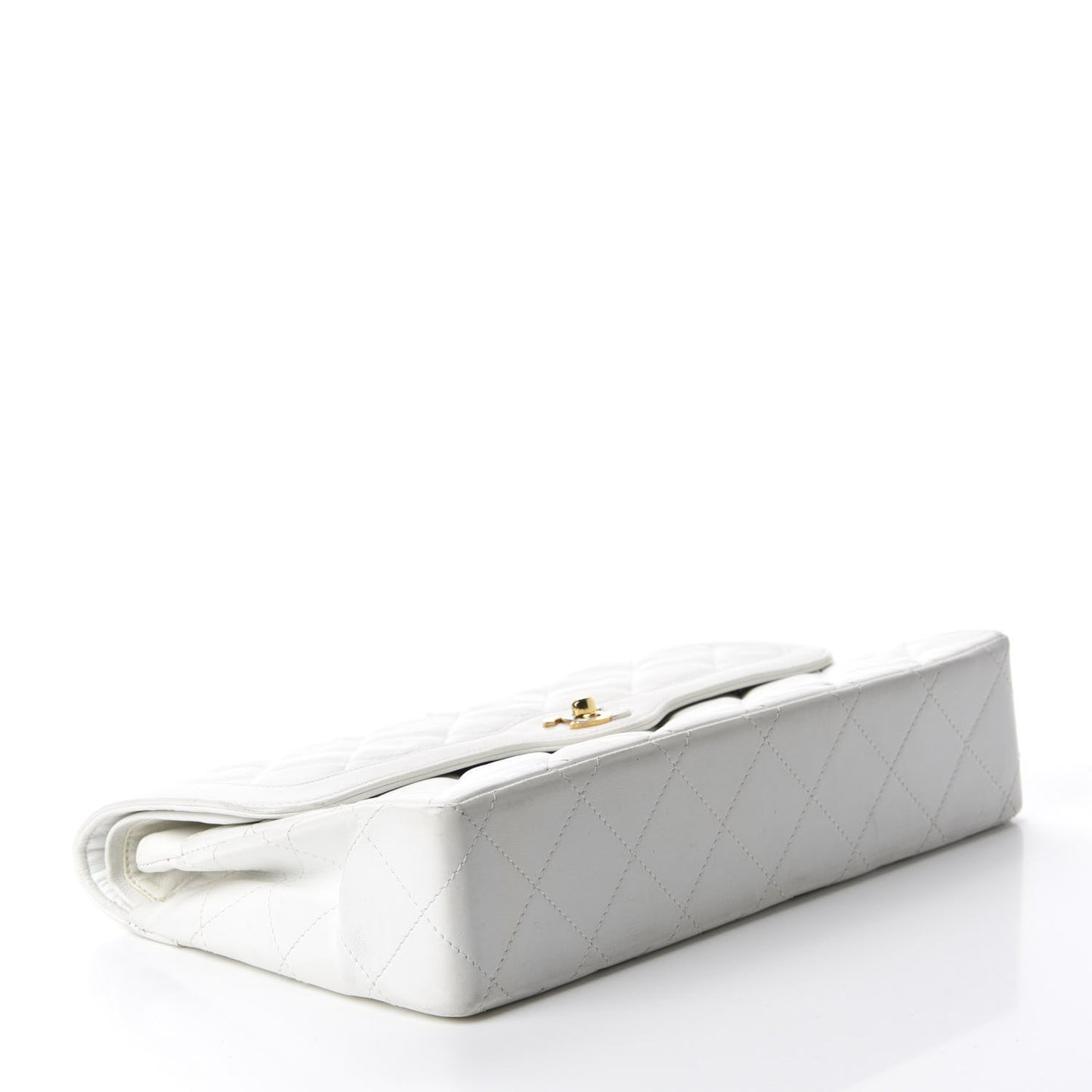 Lambskin Quilted Medium Double Flap White