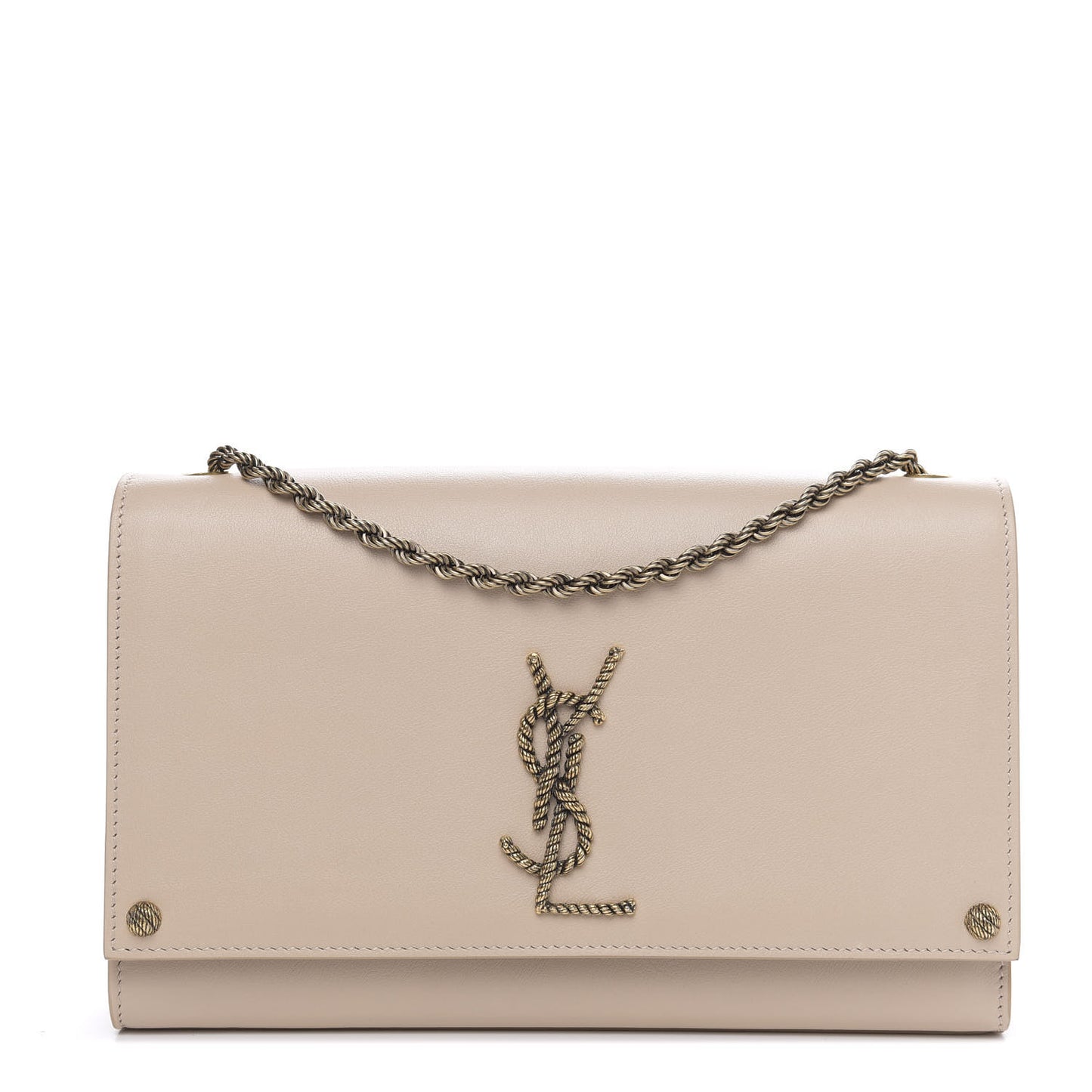 Smooth Calfskin Medium Braided Monogram Kate Satchel Nude Powder