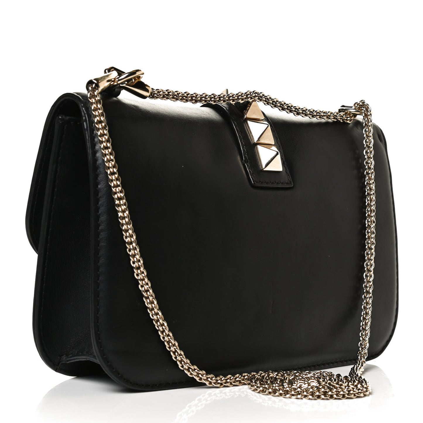 Vitello Medium Glam Lock Rockstud Flap Black