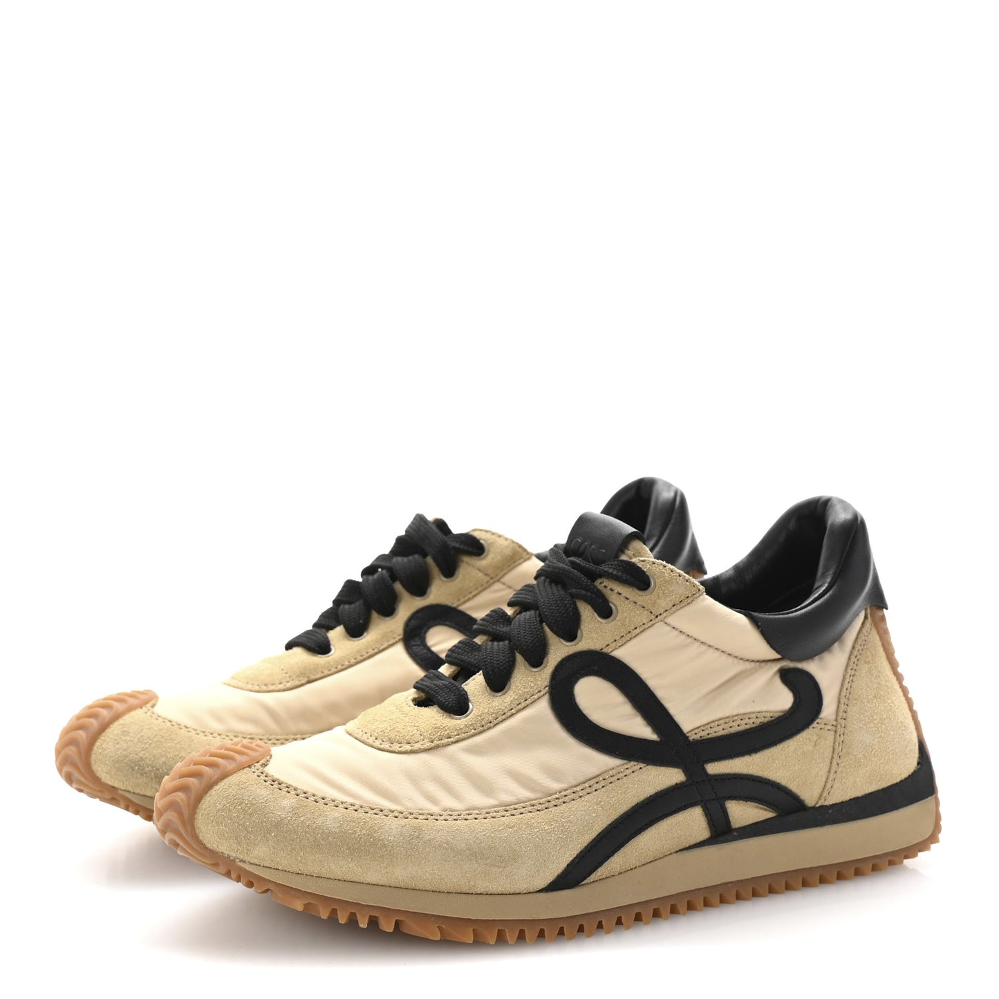 Nylon Suede Flow Runner Sneakers 37 Gold Black