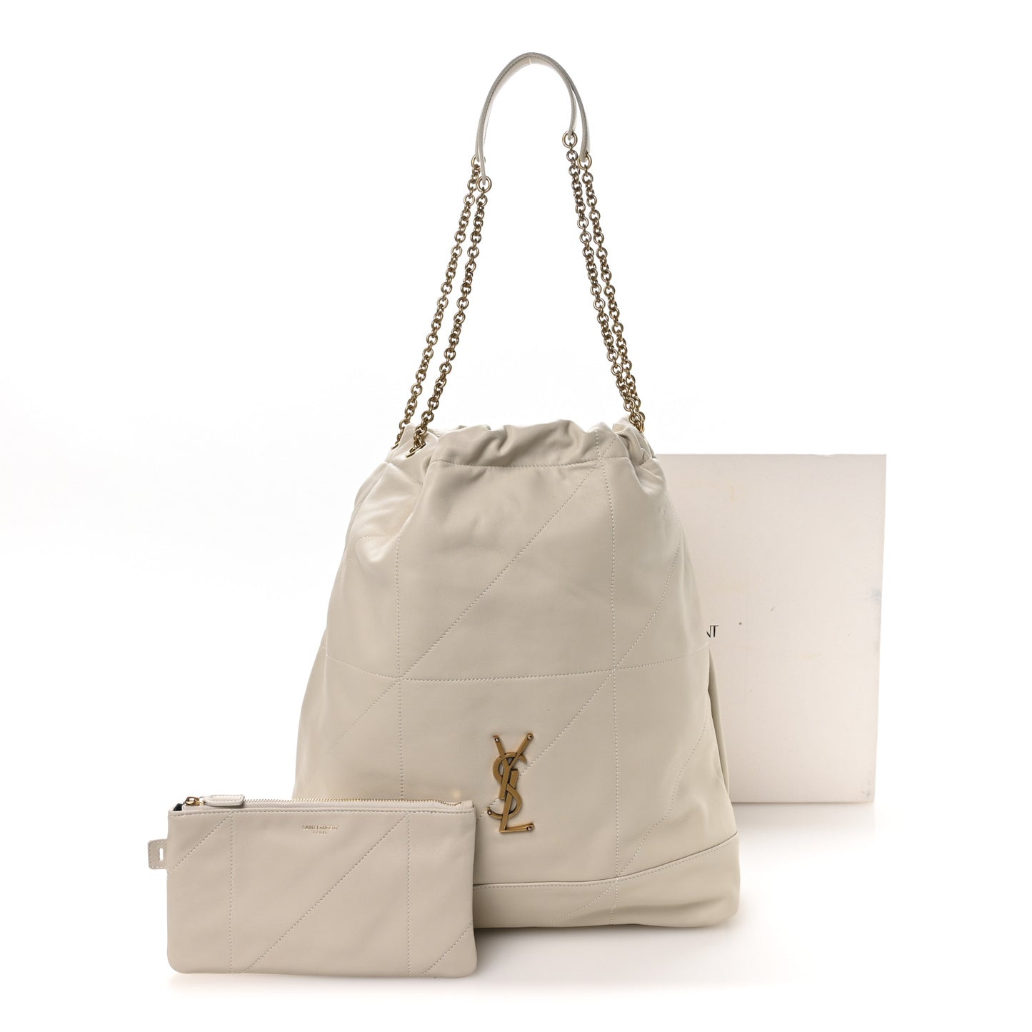 Lambskin Matelasse Monogram Large Jamie 4.3 Pochon Blanc Vintage