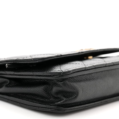 Chanel Caviar Quilted Crystal CC Wallet On Chain WOC Black 10 of 15