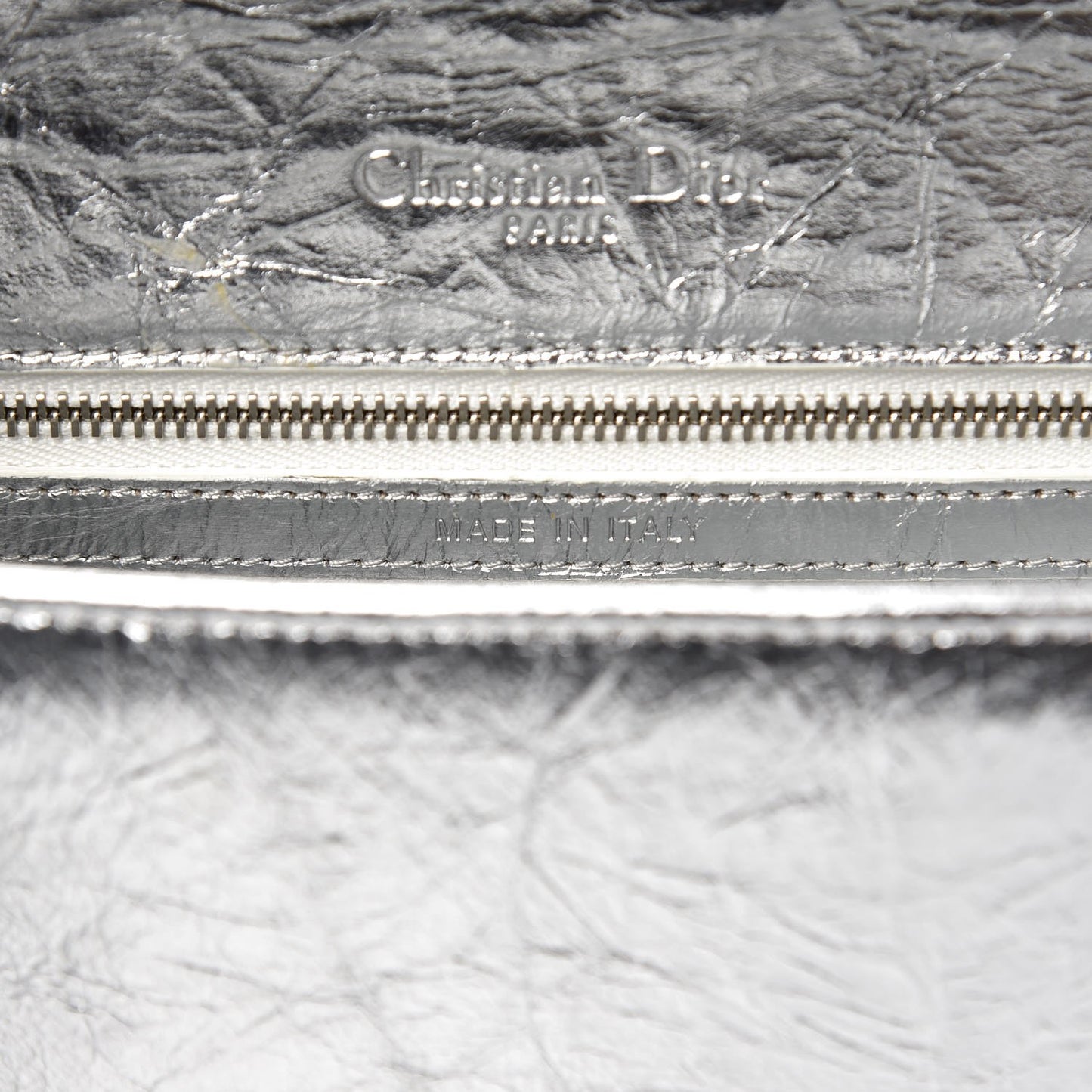 Metallic Crinkled Lambskin Medium Diorama Flap Bag Silver