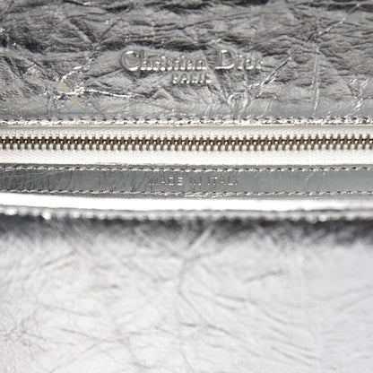 Christian Dior Metallic Crinkled Lambskin Medium Diorama Flap Bag Silver 7 of 13